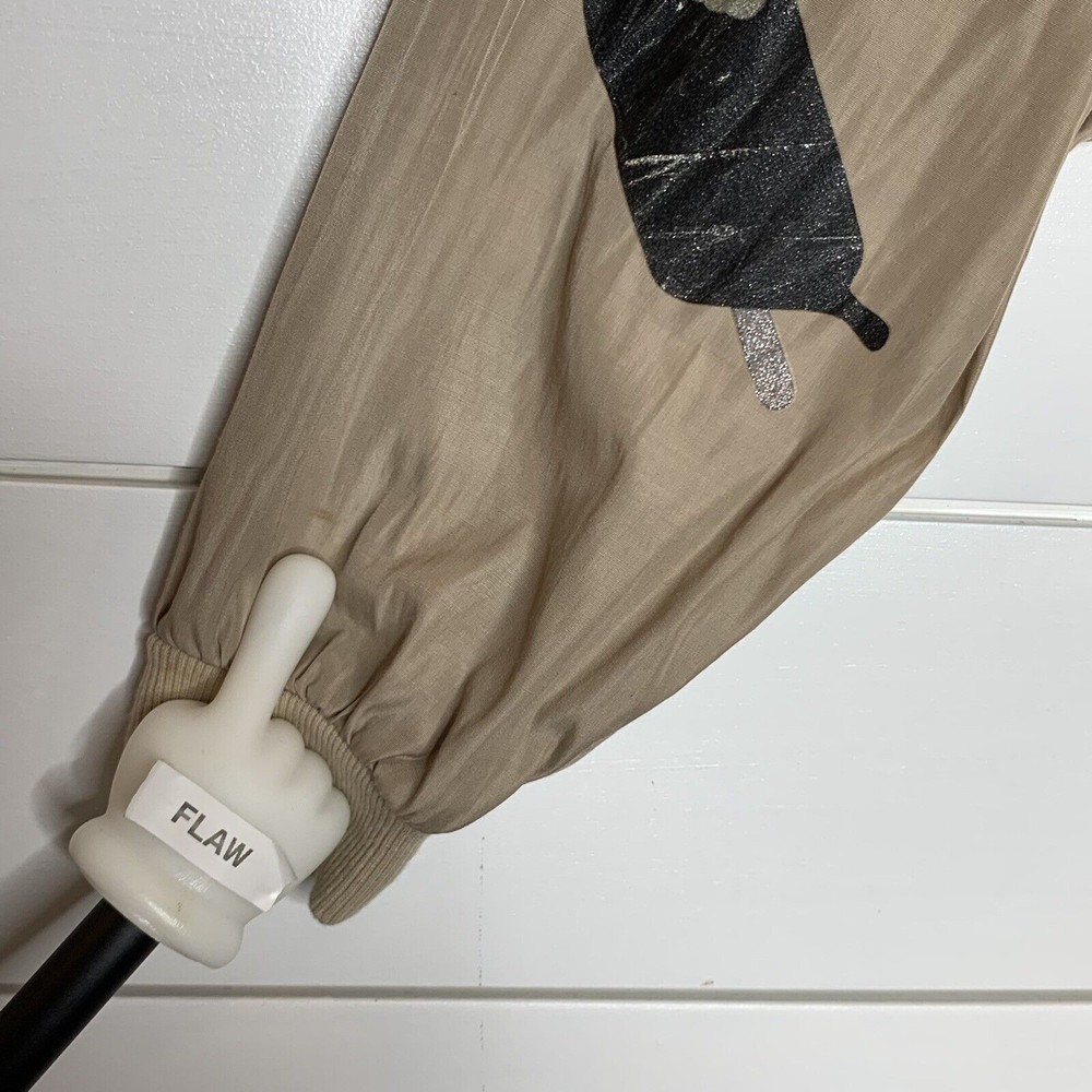 NOISY MAY Jacket Small Lip Stick Ice Cream Bars Tan Beige Short Cropped British - Picture 7 of 8